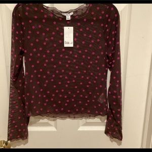 Bar 111, mesh polka dot top, long sleeves, Size M